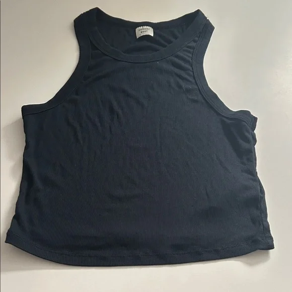 Sunday Best Navy Ribbed Crop Tank - Picture 1 of 4